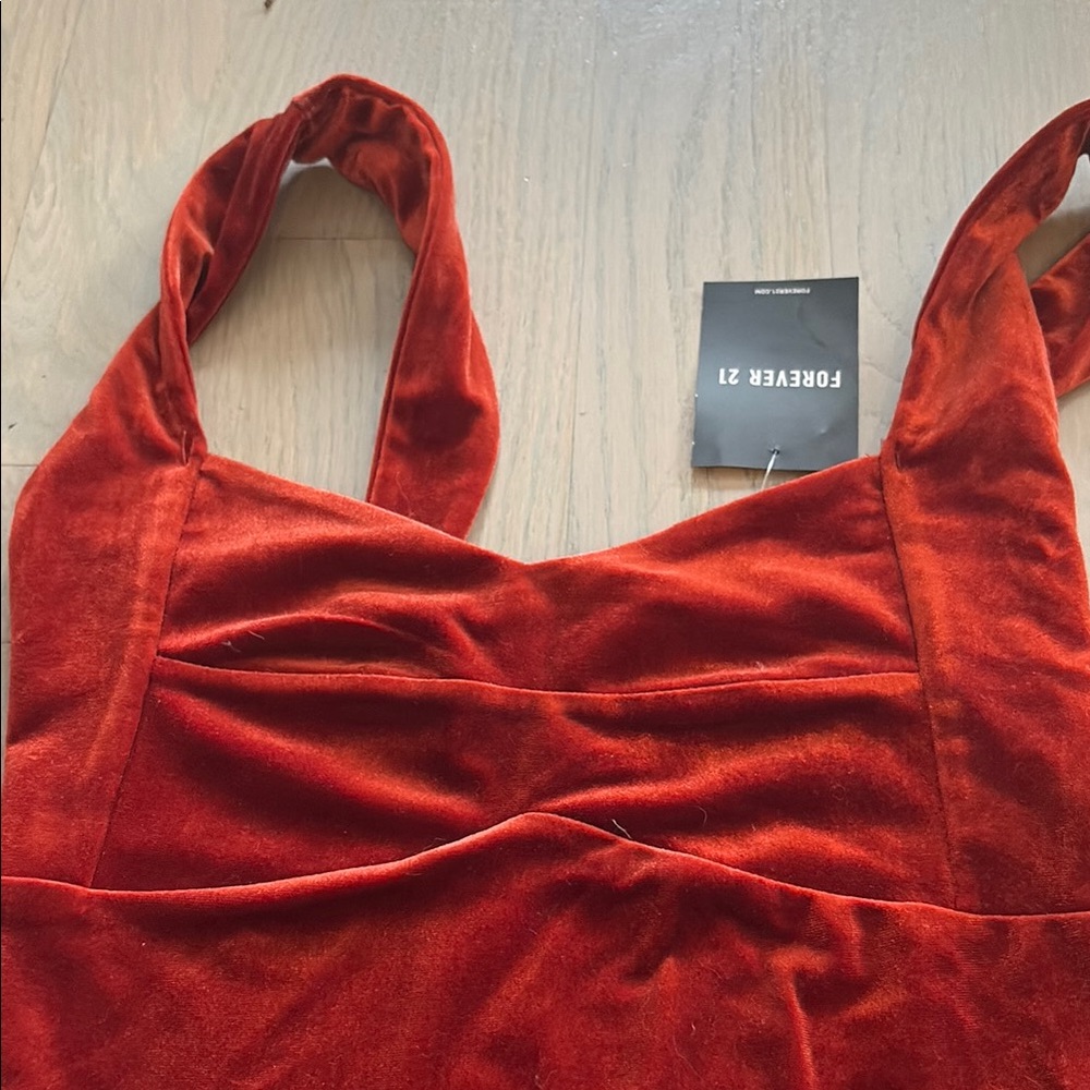 F21 Orange Velvet Dress - Picture 2 of 2